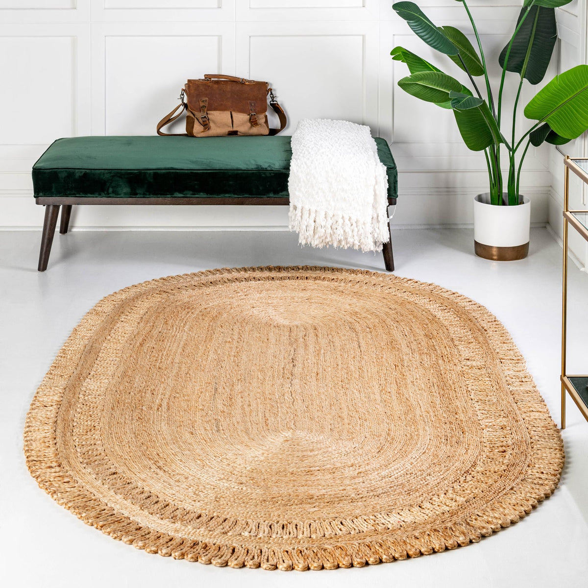 Woven Seaside Jute Collection Area Rug - Varadero Oval Natural lifestyle 14