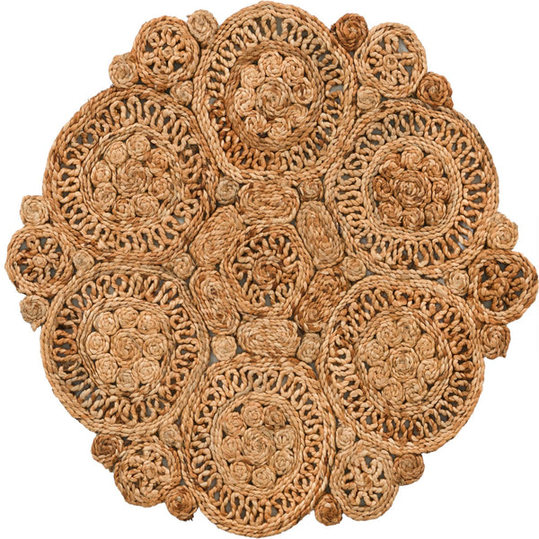 Woven Seaside Jute Collection Area Rug - Whittaker Round Natural lifestyle 17