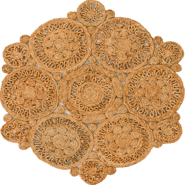 Woven Seaside Jute Collection Area Rug - Whittaker Round Natural lifestyle 15