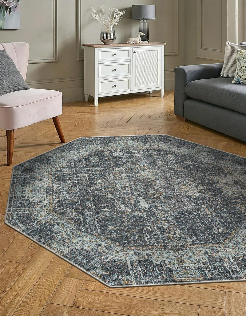 Caribbean Breeze Collection Area Rug - Utila Octagon Fume Gray lifestyle 26
