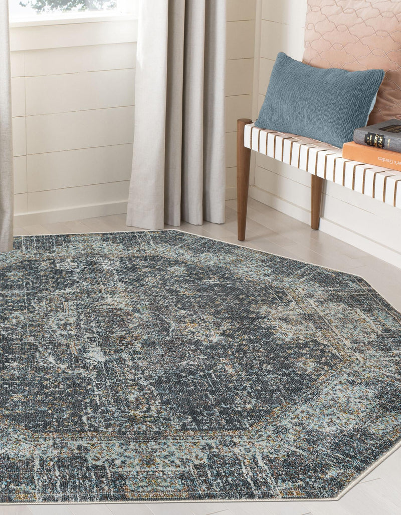 Caribbean Breeze Collection Area Rug - Utila Octagon Fume Gray lifestyle 34