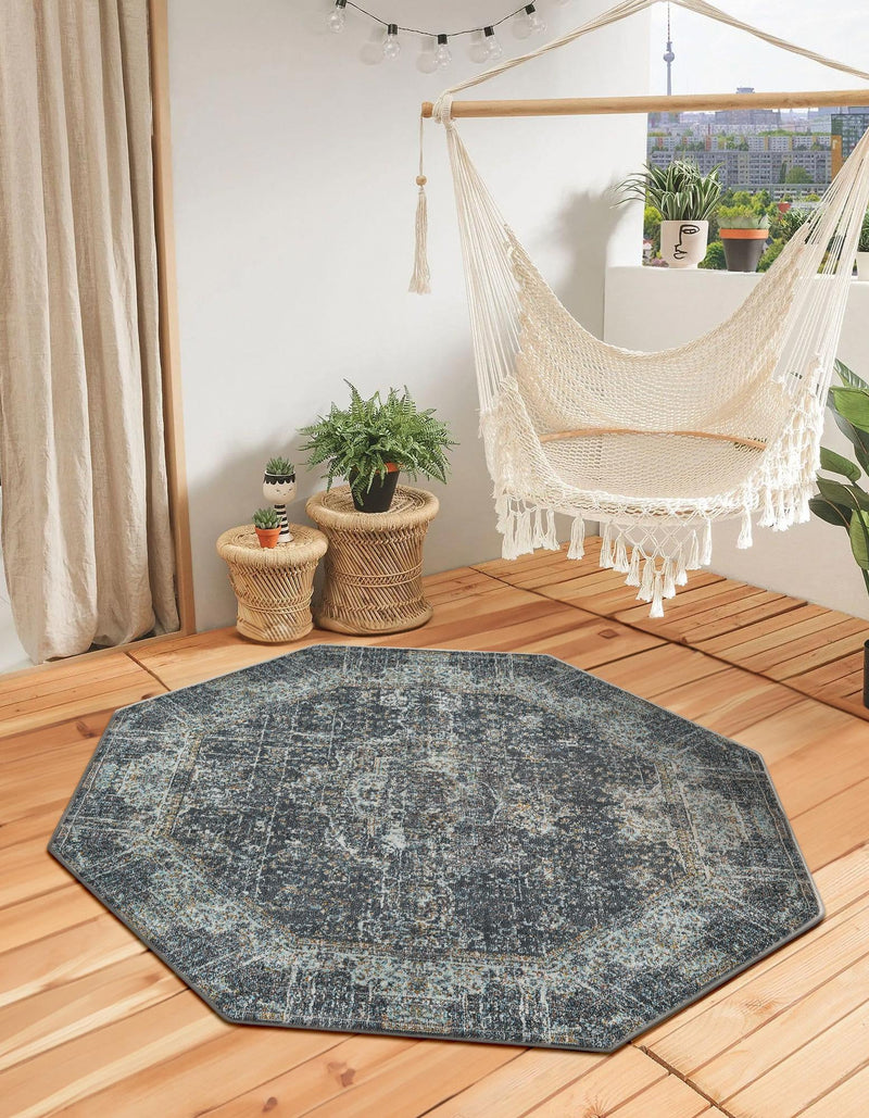 Caribbean Breeze Collection Area Rug - Utila Octagon Fume Gray lifestyle 40