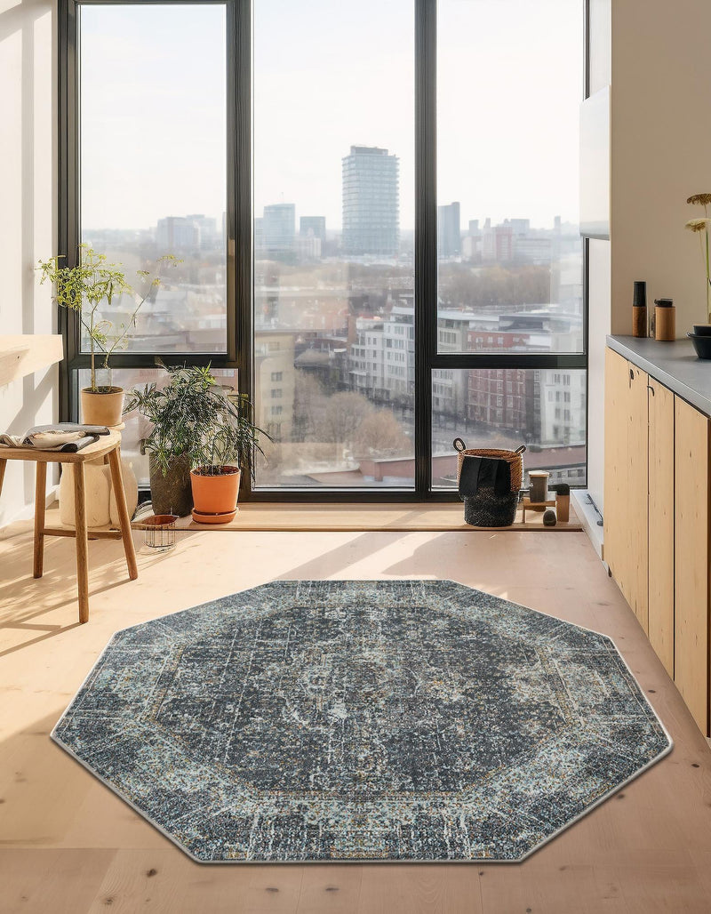 Caribbean Breeze Collection Area Rug - Utila Octagon Fume Gray lifestyle 52