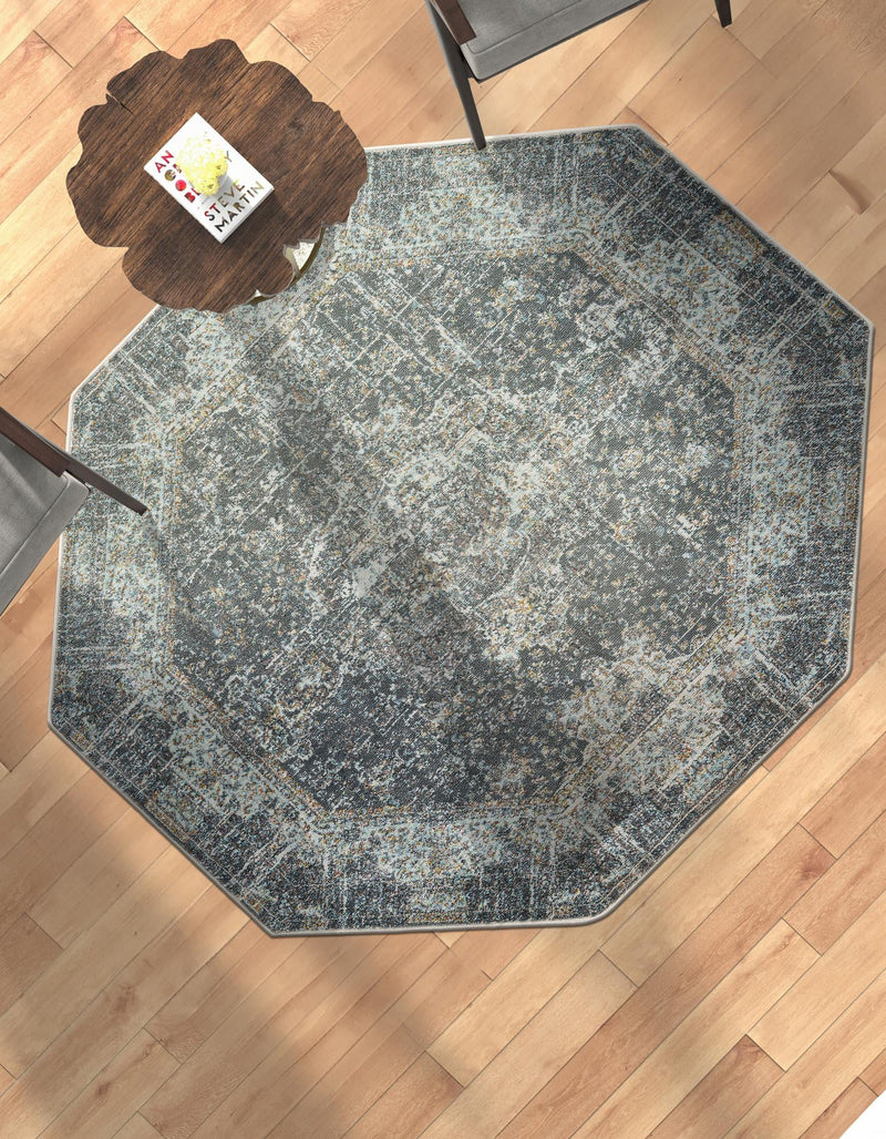 Caribbean Breeze Collection Area Rug - Utila Octagon Fume Gray lifestyle 55
