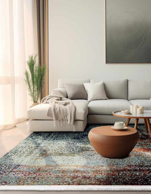 Caribbean Breeze Collection Area Rug - Yucatan Square Multi lifestyle 29