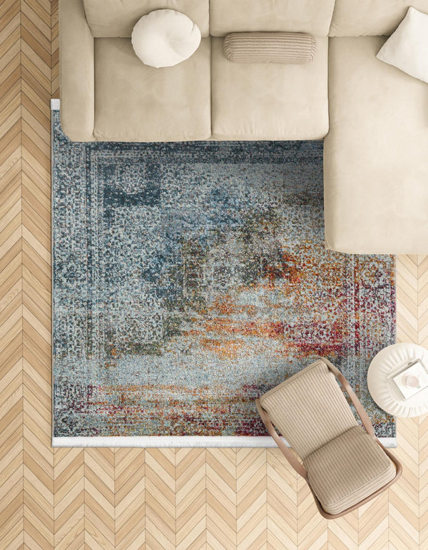 Caribbean Breeze Collection Area Rug - Yucatan Square Multi lifestyle 30