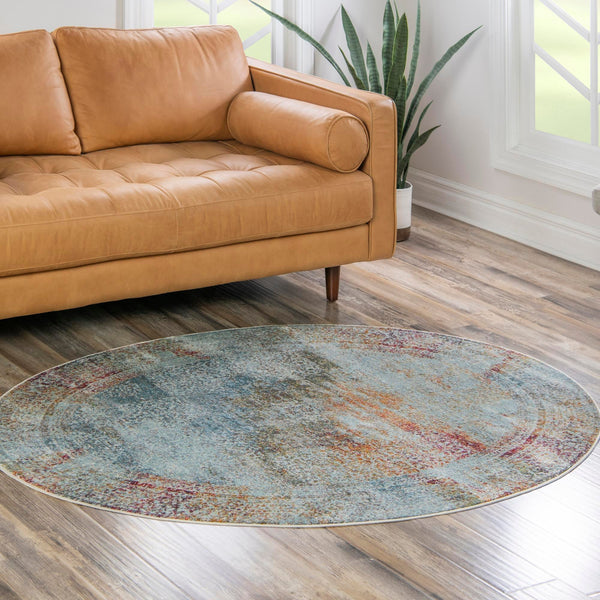 Caribbean Breeze Collection Area Rug - Yucatan Oval Multi lifestyle 34