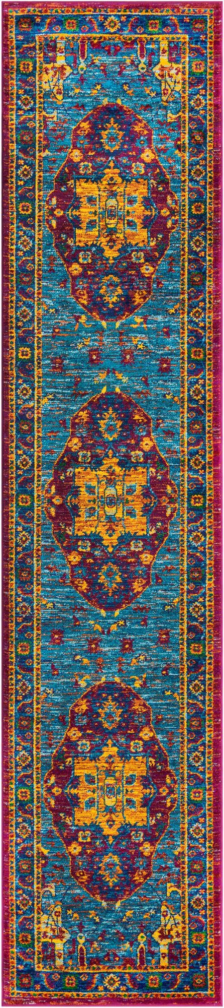 Caribbean Cove Collection Area Rug - Canouan Runner Pink Blue lifestyle 16