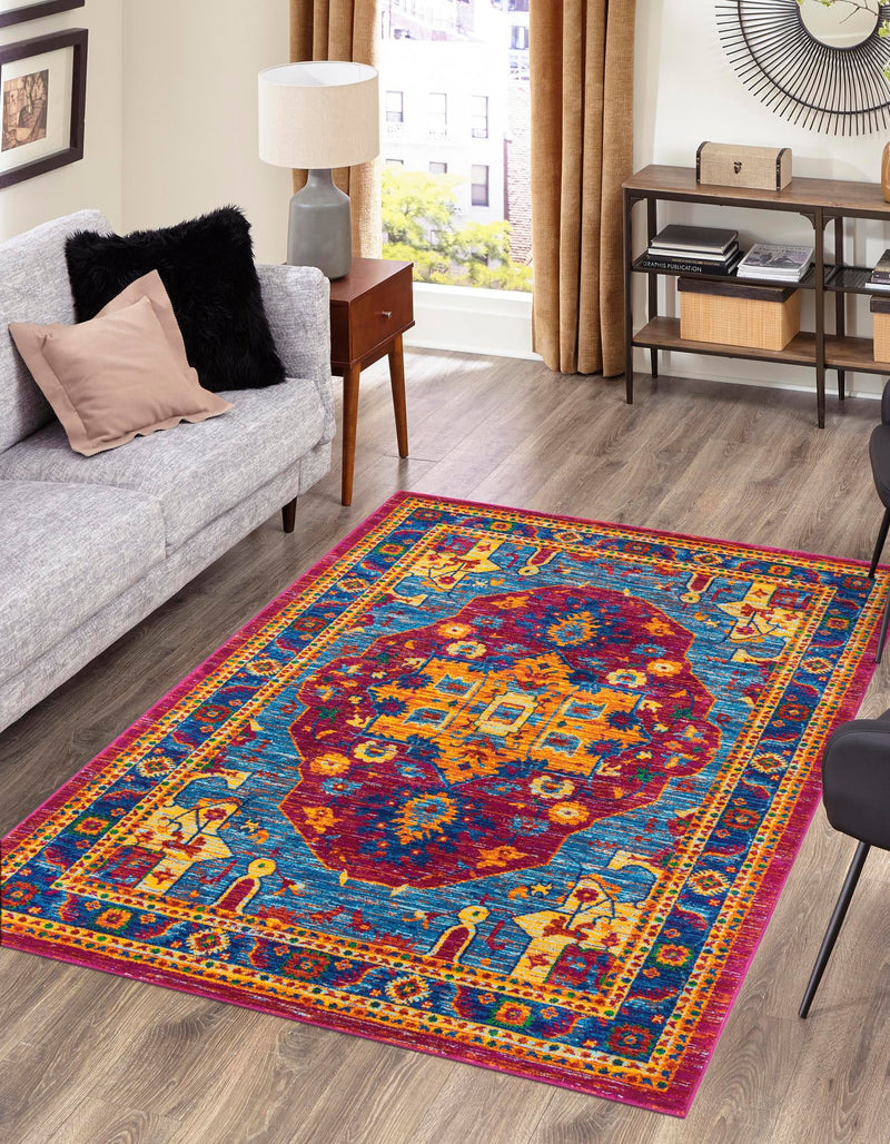 Caribbean Cove Collection Area Rug - Canouan Rectangle Pink Blue lifestyle 2