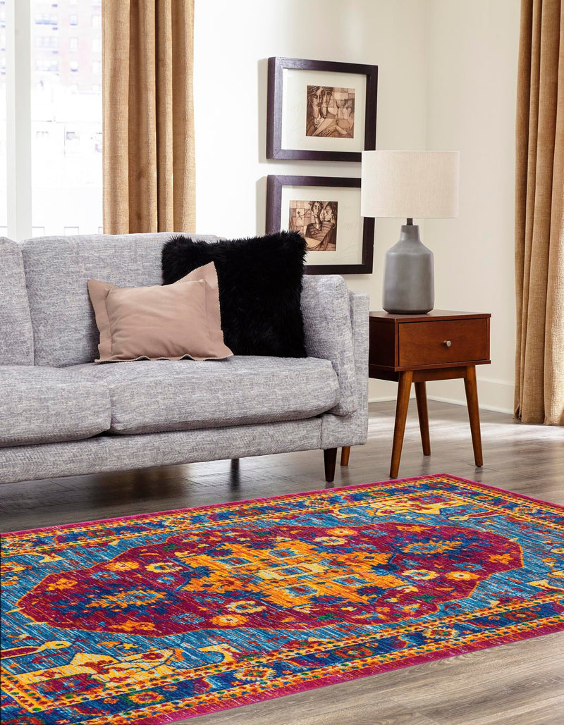 Caribbean Cove Collection Area Rug - Canouan Rectangle Pink Blue lifestyle 3