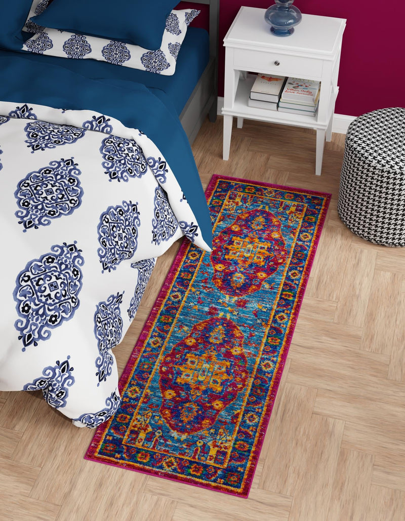 Caribbean Cove Collection Area Rug - Canouan Runner Pink Blue lifestyle 18