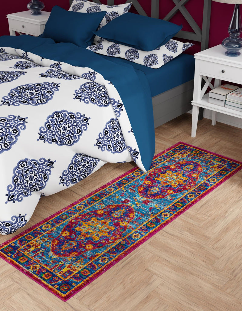 Caribbean Cove Collection Area Rug - Canouan Runner Pink Blue lifestyle 20