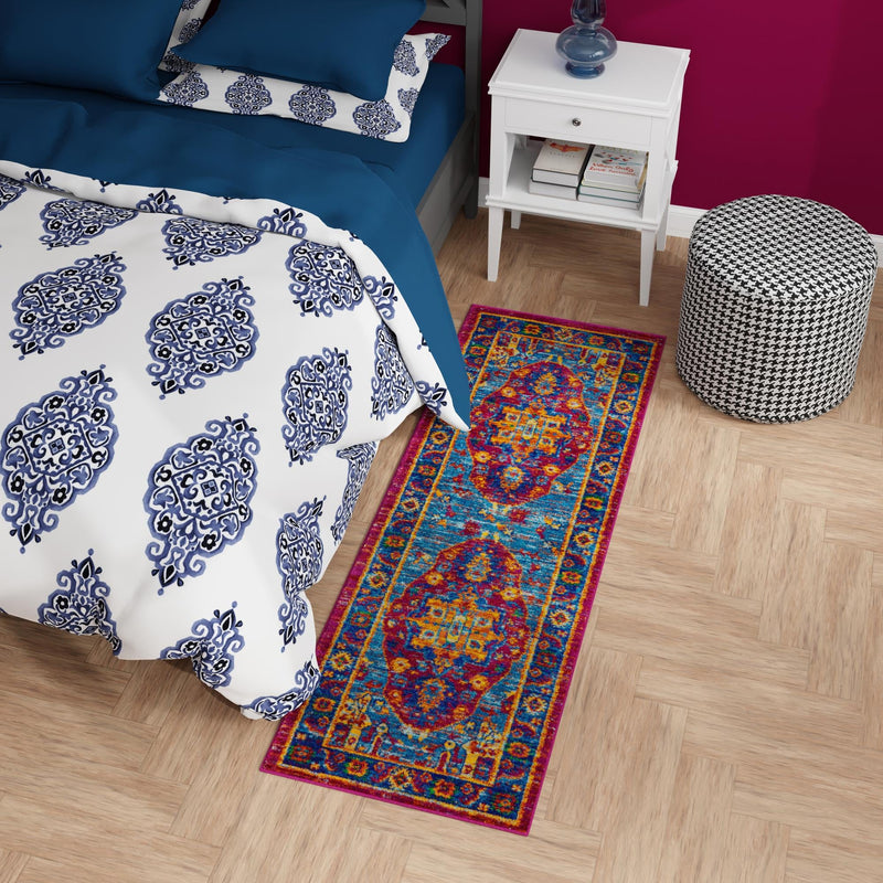 Caribbean Cove Collection Area Rug - Canouan Runner Pink Blue lifestyle 43