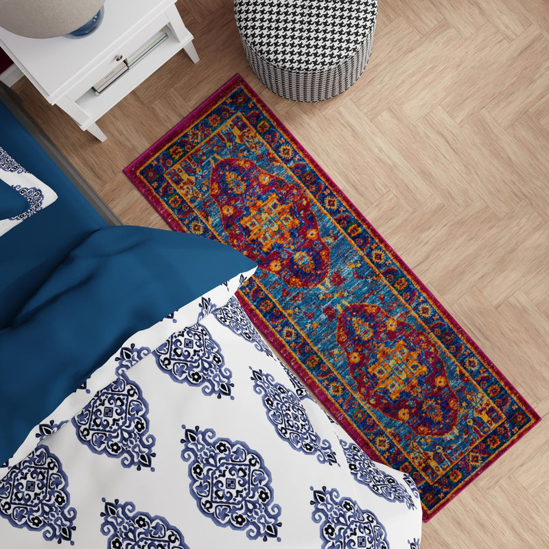 Caribbean Cove Collection Area Rug - Canouan Runner Pink Blue lifestyle 47