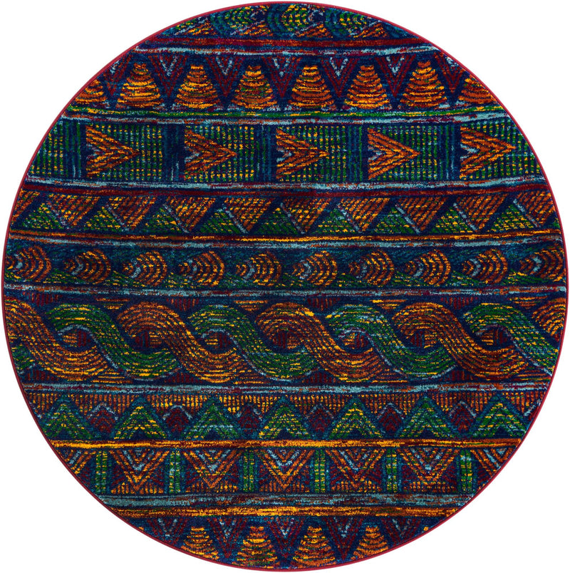 Caribbean Cove Collection Area Rug - Trinidad Round Multi lifestyle 17