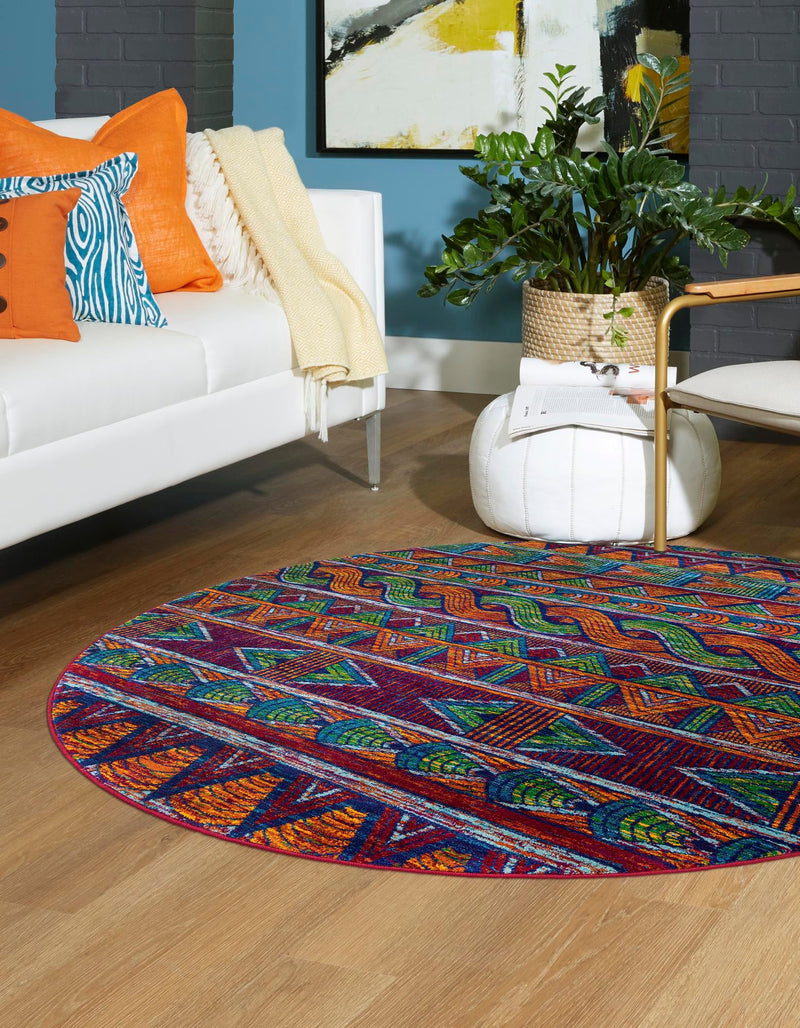 Caribbean Cove Collection Area Rug - Trinidad Round Multi lifestyle 21