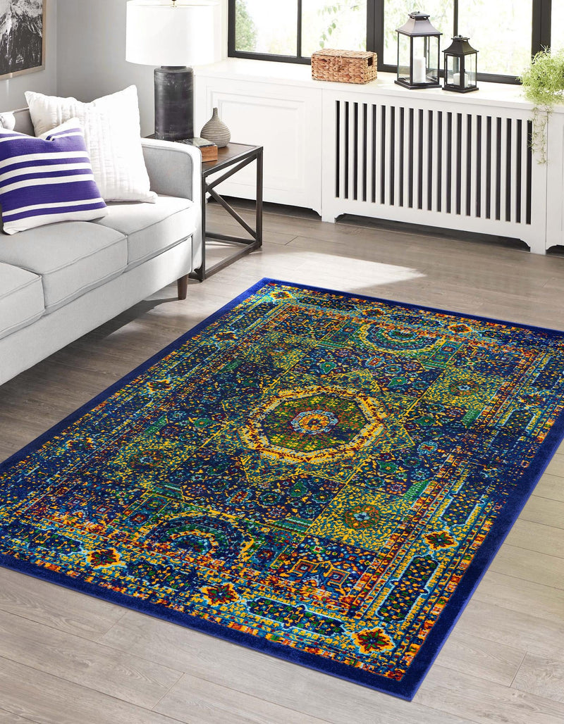 Caribbean Cove Collection Area Rug - Grenada Rectangle Navy Blue lifestyle 4