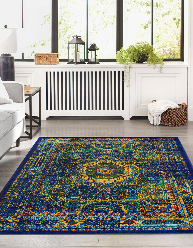Caribbean Cove Collection Area Rug - Grenada Rectangle Navy Blue lifestyle 6