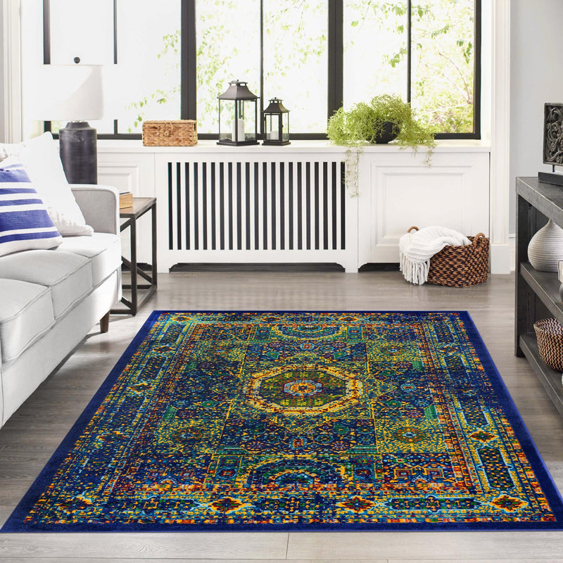 Caribbean Cove Collection Area Rug - Grenada Rectangle Navy Blue lifestyle 30