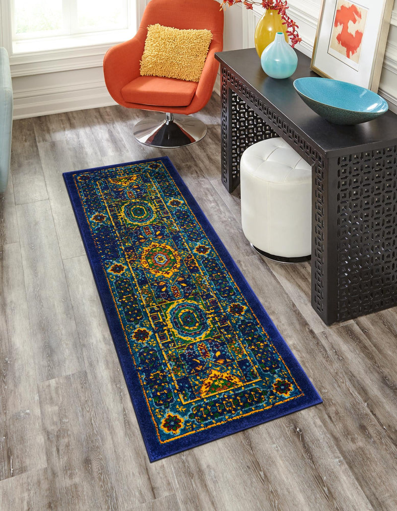 Caribbean Cove Collection Area Rug - Grenada Runner Navy Blue lifestyle 36