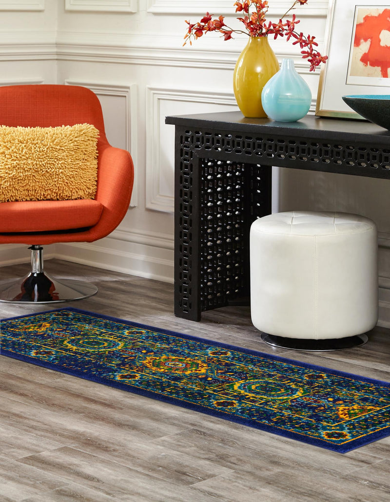 Caribbean Cove Collection Area Rug - Grenada Runner Navy Blue lifestyle 40