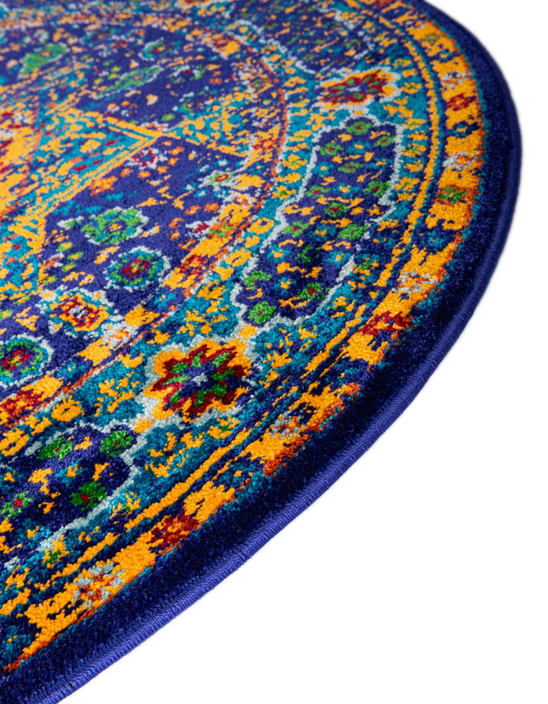 Caribbean Cove Collection Area Rug - Grenada Round Navy Blue lifestyle 44