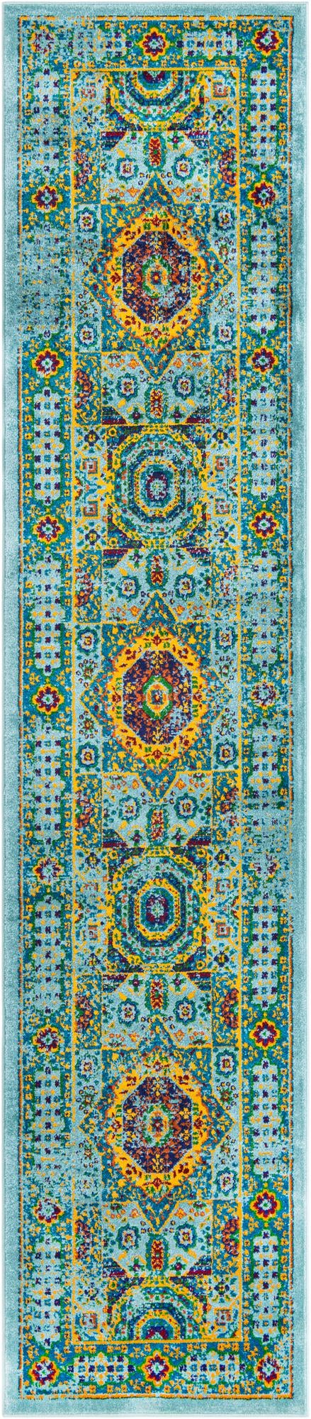 Caribbean Cove Collection Area Rug - Grenada Runner Aqua lifestyle 31