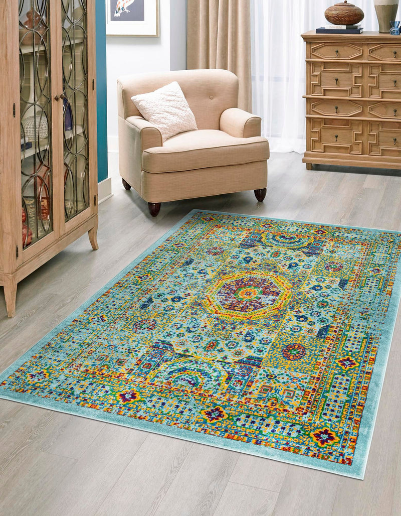 Caribbean Cove Collection Area Rug - Grenada Rectangle Aqua lifestyle 3