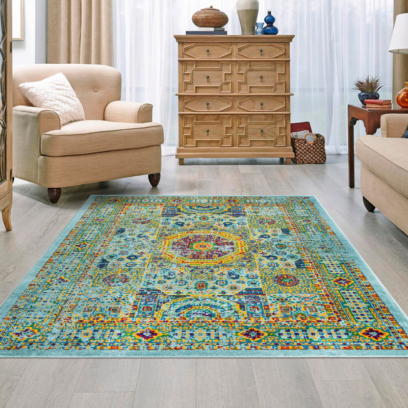 Caribbean Cove Collection Area Rug - Grenada Rectangle Aqua lifestyle 29