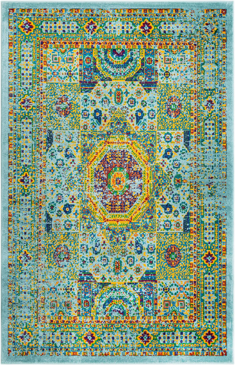 Caribbean Cove Collection Area Rug - Grenada Rectangle Aqua Main