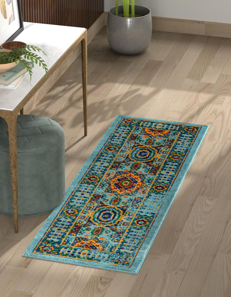Caribbean Cove Collection Area Rug - Grenada Runner Aqua lifestyle 33