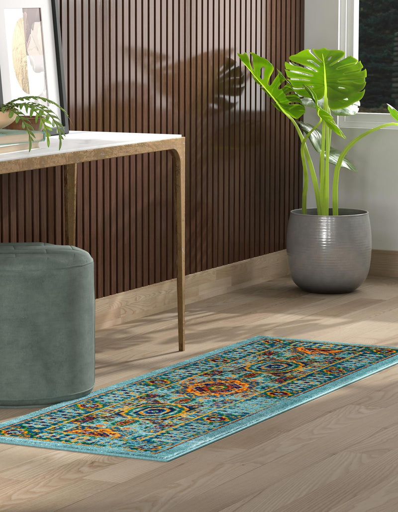 Caribbean Cove Collection Area Rug - Grenada Runner Aqua lifestyle 35