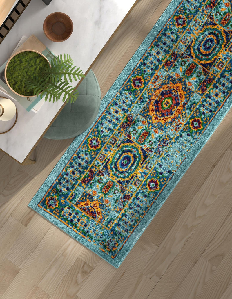 Caribbean Cove Collection Area Rug - Grenada Runner Aqua lifestyle 37