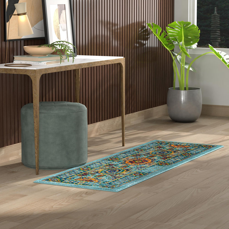 Caribbean Cove Collection Area Rug - Grenada Runner Aqua lifestyle 60