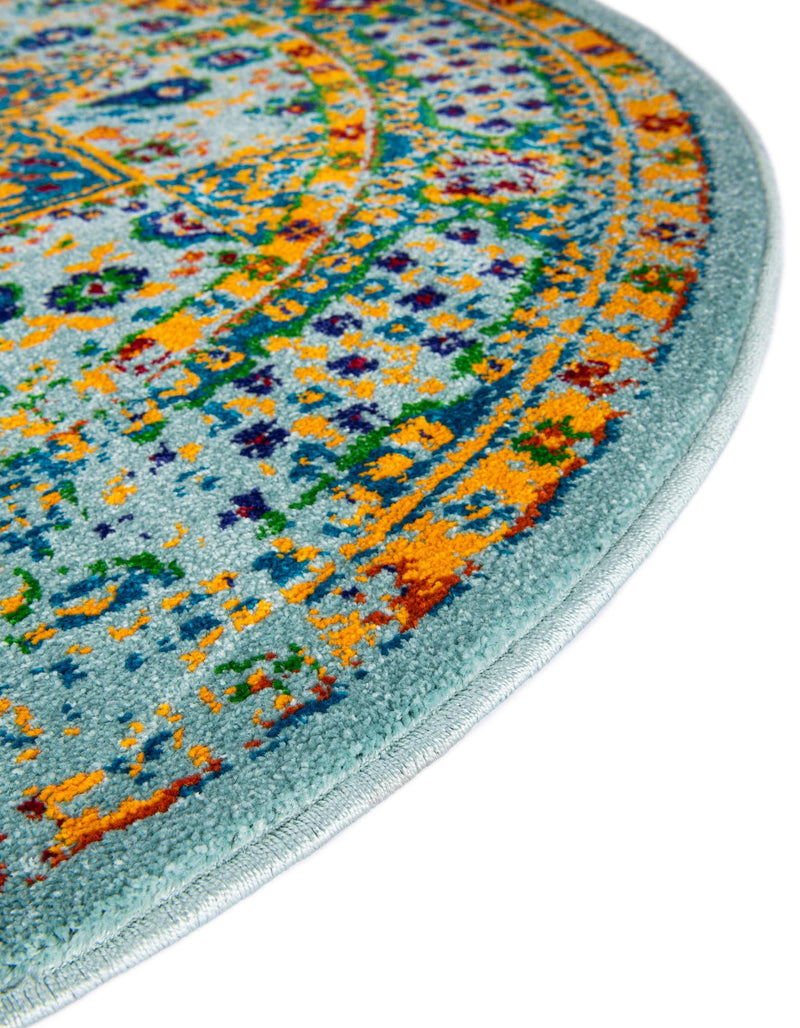 Caribbean Cove Collection Area Rug - Grenada Round Aqua lifestyle 43
