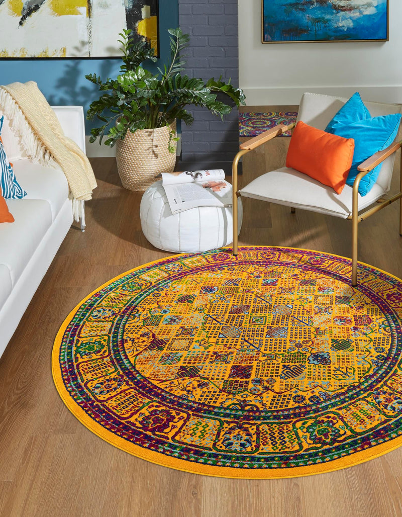 Caribbean Cove Collection Area Rug - Mustique Round Multi lifestyle 33