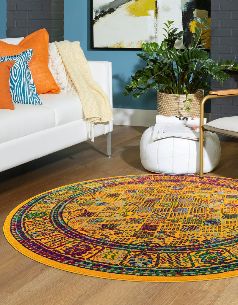 Caribbean Cove Collection Area Rug - Mustique Round Multi lifestyle 42