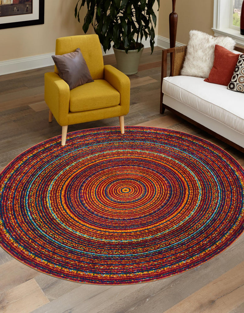 Caribbean Cove Collection Area Rug - Martinique Round Multi lifestyle 19