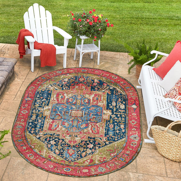 Patio Elegance Collection Area Rug - Sanctuary Oval Multi lifestyle 52
