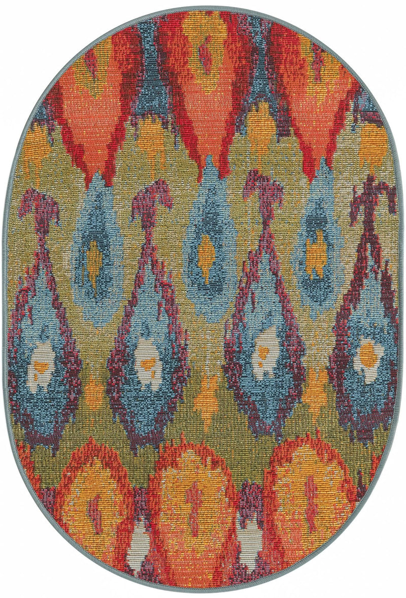 Urban Terrace Collection Area Rug - Compass Oval Multi lifestyle 21