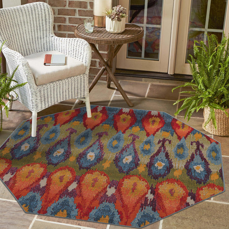 Urban Terrace Collection Area Rug - Compass Octagon Multi lifestyle 88