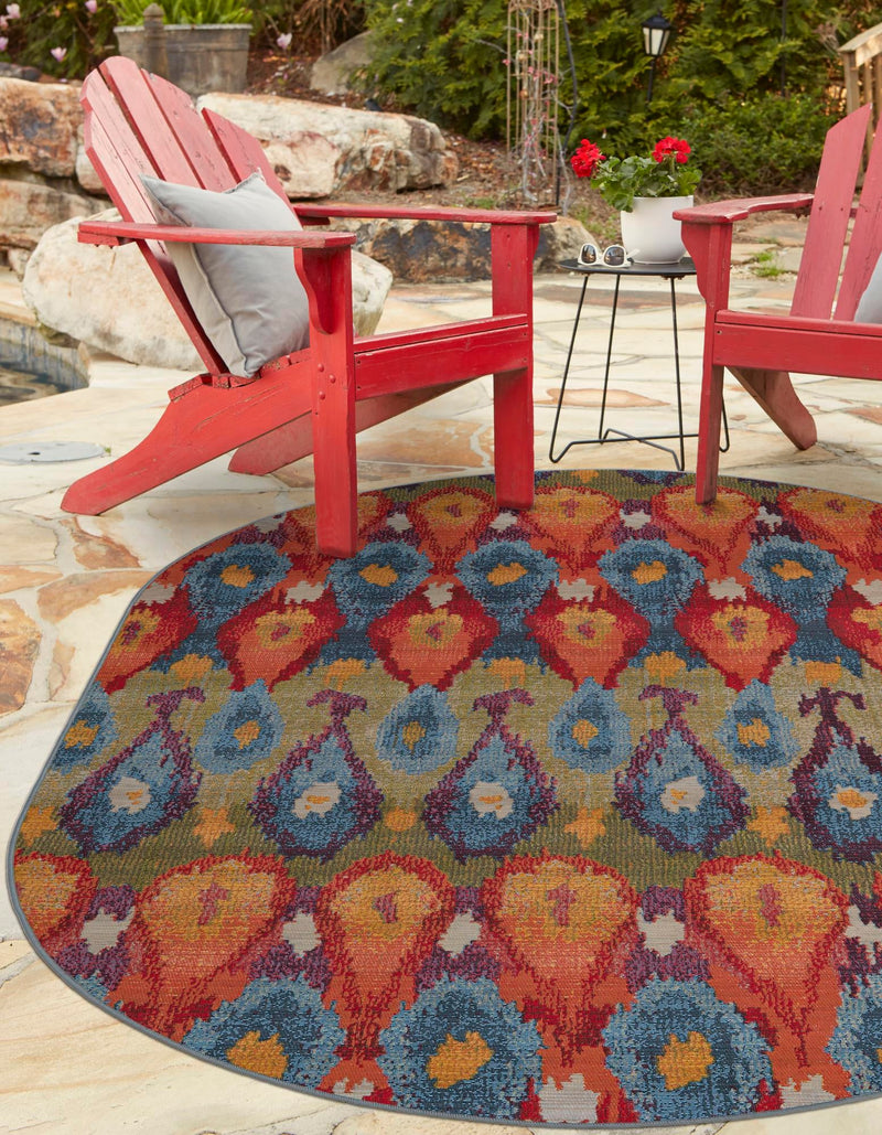 Urban Terrace Collection Area Rug - Compass Oval Multi lifestyle 31
