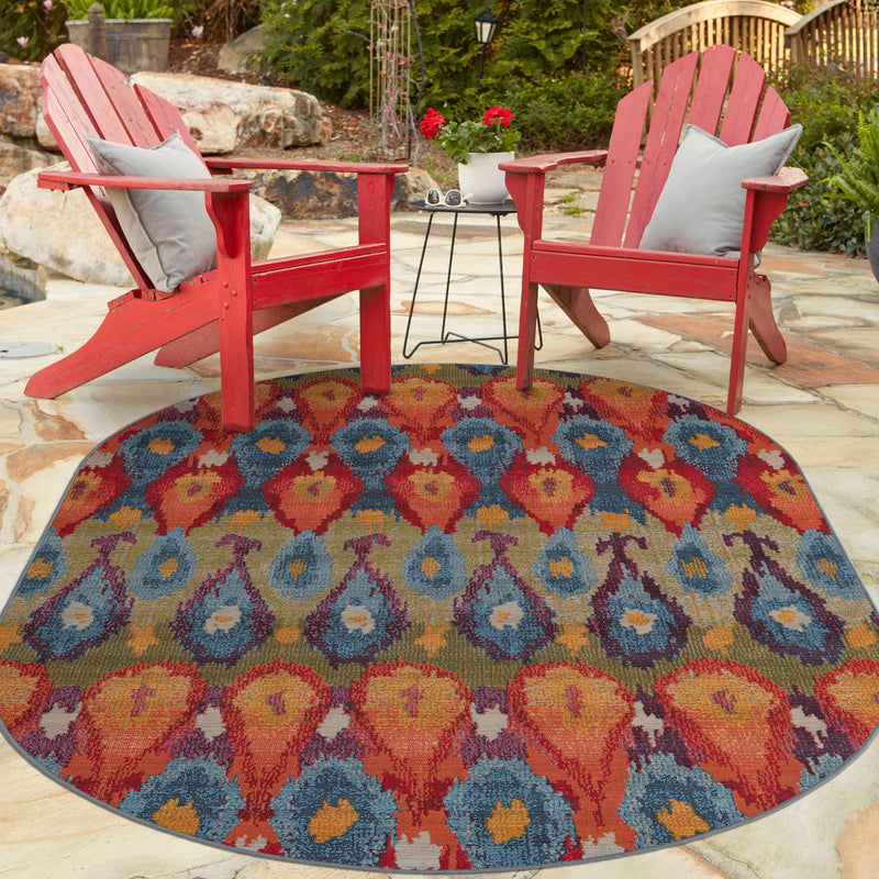 Urban Terrace Collection Area Rug - Compass Oval Multi lifestyle 89
