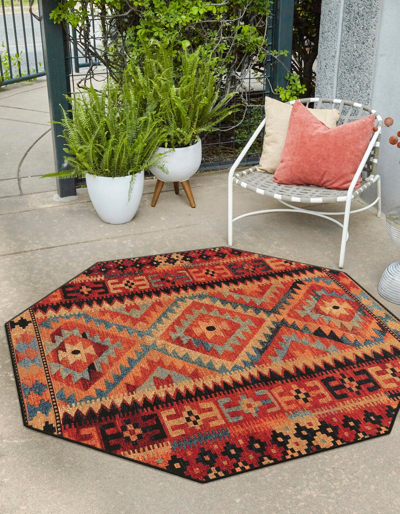 Safari Escape Rugs Collection Area Rug - Kalahari Octagon Multi lifestyle 25