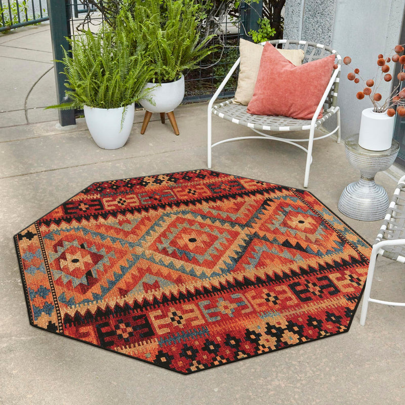 Safari Escape Rugs Collection Area Rug - Kalahari Octagon Multi lifestyle 85