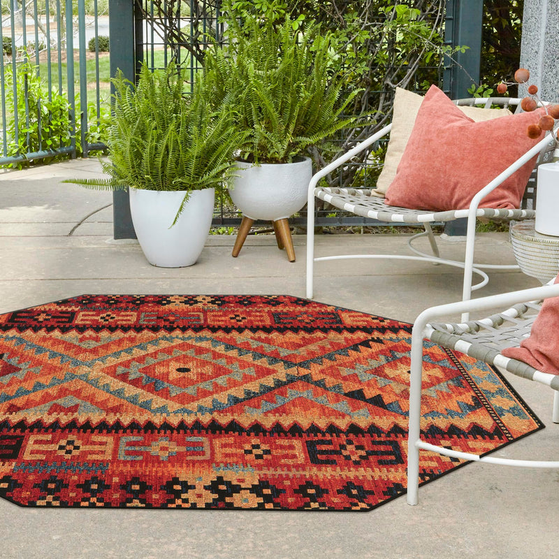 Safari Escape Rugs Collection Area Rug - Kalahari Octagon Multi lifestyle 90