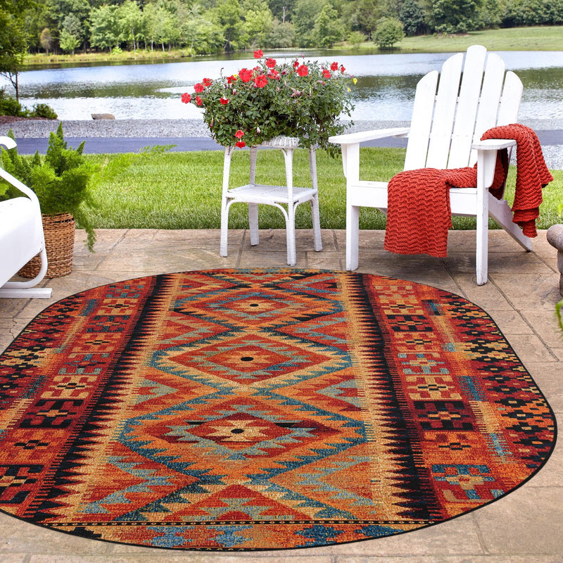 Safari Escape Rugs Collection Area Rug - Kalahari Oval Multi lifestyle 89