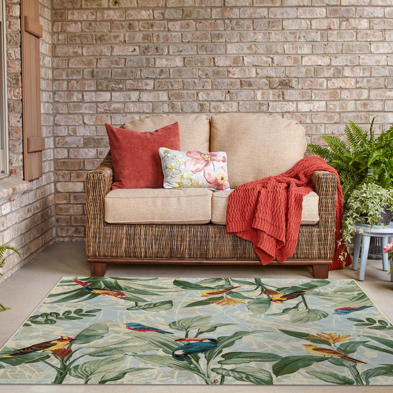 Garden Terrace Escape Collection Area Rug - Tropic Square Multi lifestyle 56
