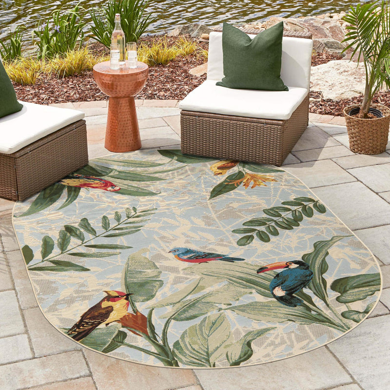Garden Terrace Escape Collection Area Rug - Tropic Oval Multi lifestyle 54