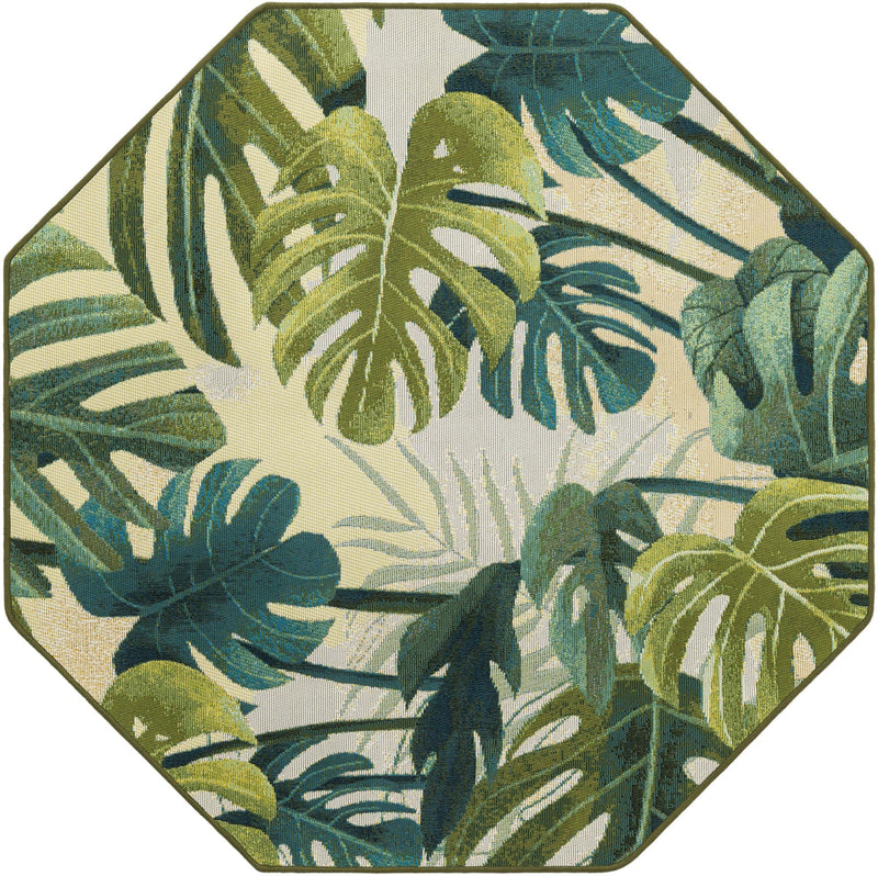 Garden Terrace Escape Collection Area Rug - Ivy Octagon Green lifestyle 20